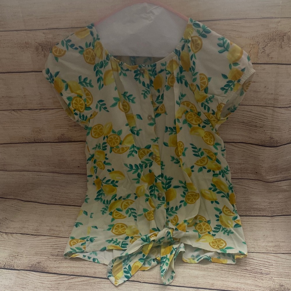 Wonder Nation Lemon Button Up Front Shirt
